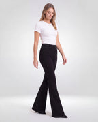 Marlow High-Waisted Flared Jeans – Black, three-quarter view