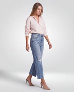Calder High-Rise Cropped Wide-Leg Jeans, in medium wash, walking three-quarter view