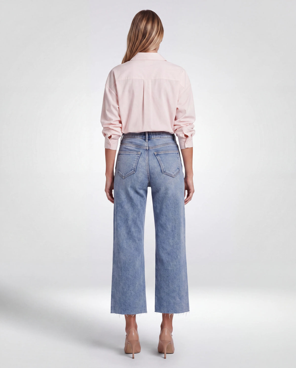 Calder High-Rise Cropped Wide-Leg Jeans, in medium wash, back view