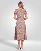 Rosalie Ruched Midi Dress – Mocha, back view