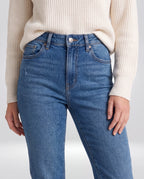 Selene High-Rise Flared Jeans, waist and pocket detail