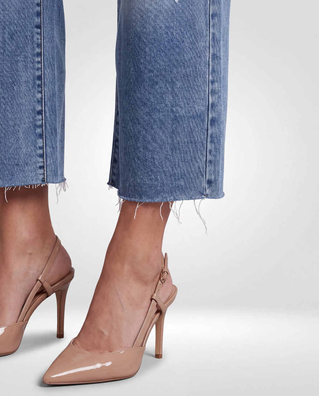 Calder High-Rise Cropped Wide-Leg Jeans, in medium wash, cropped raw hem detail