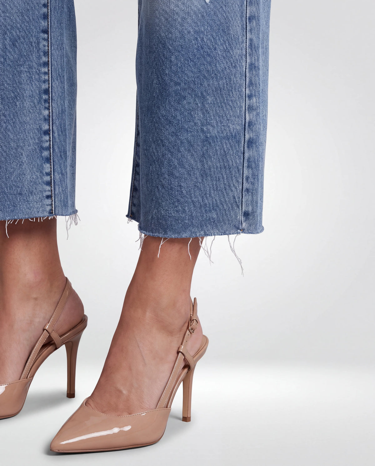 Calder High-Rise Cropped Wide-Leg Jeans, in medium wash, cropped raw hem detail