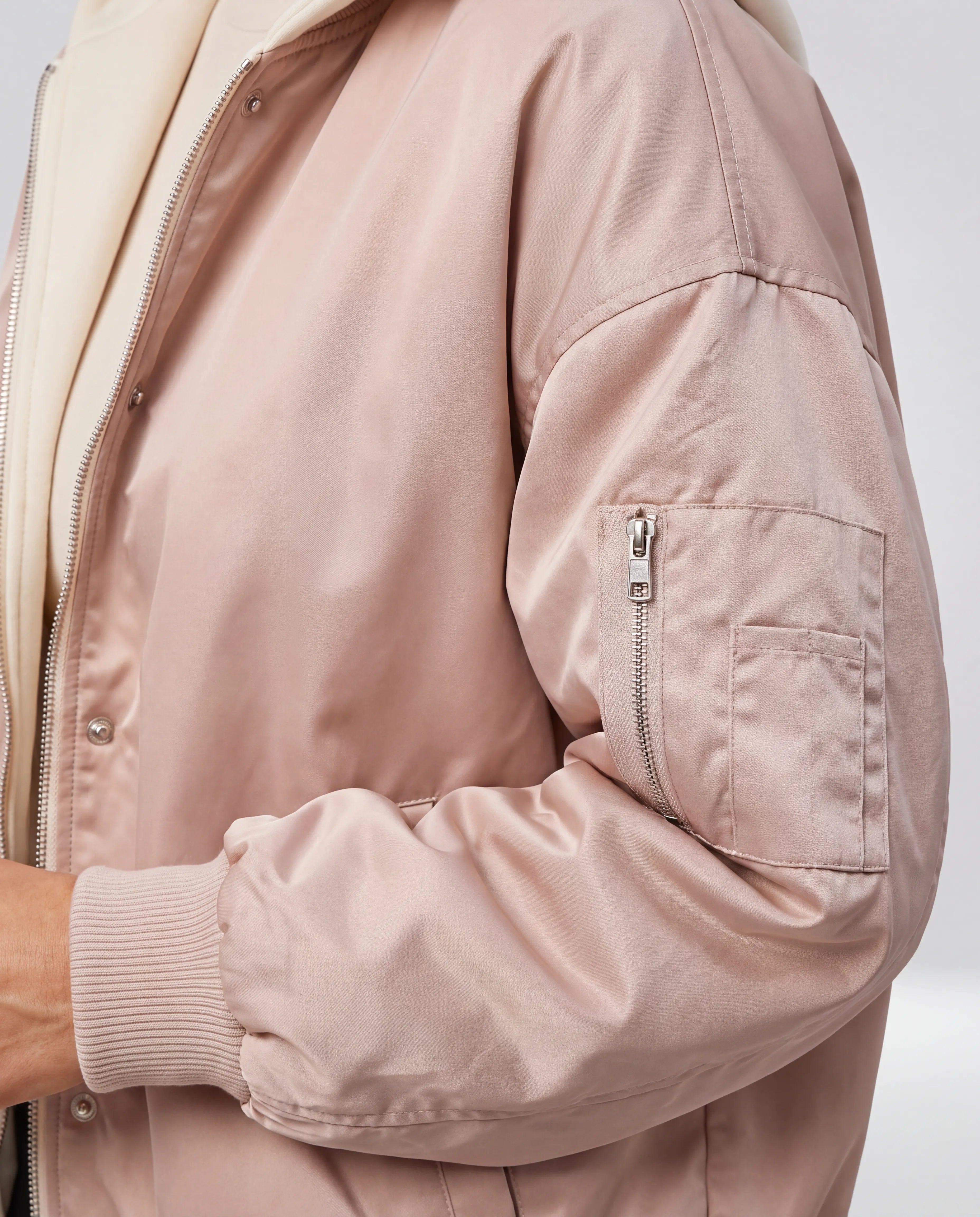 Campus Oversized Hooded Bomber Jacket for Women