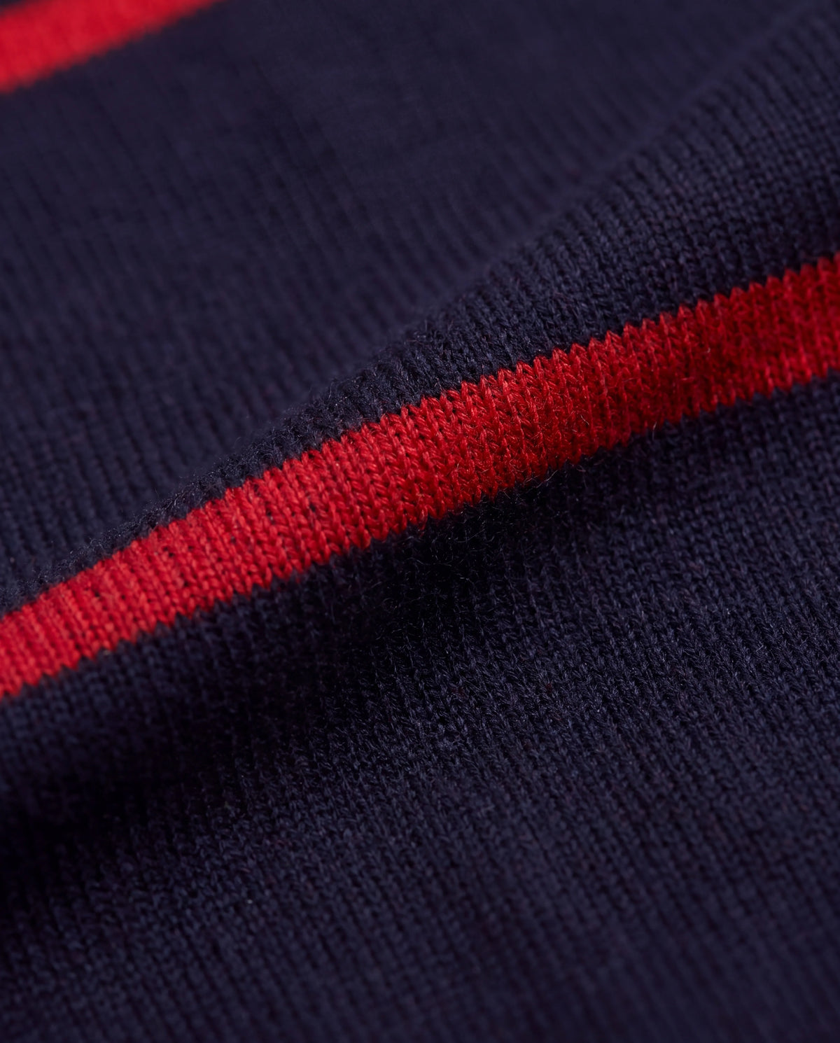 Ellis Striped Quarter-Zip Jumper – Navy & Red, navy and red knit stripe detail