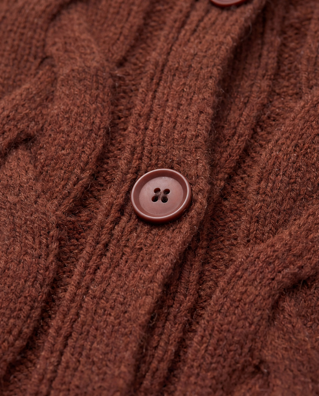 Lennox Cable-Knit Cardigan – Brown, cable-knit texture detail