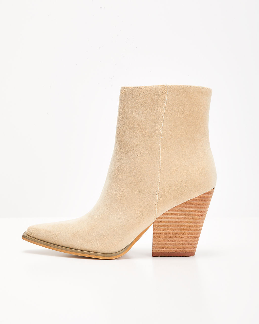 Beige % Rowyn Faux Suede Heeled Bootie-3