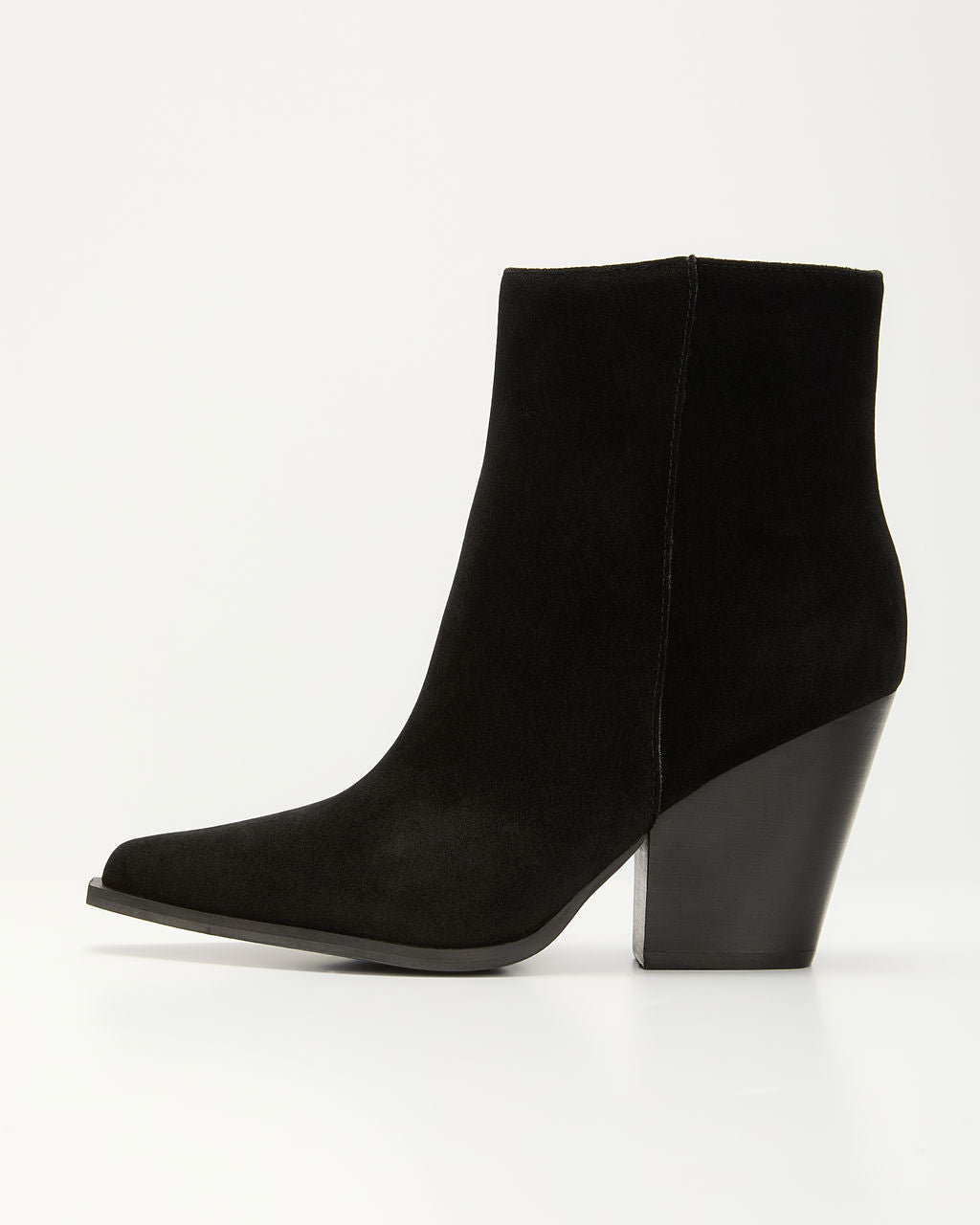 Black % Rowyn Faux Suede Heeled Bootie-3