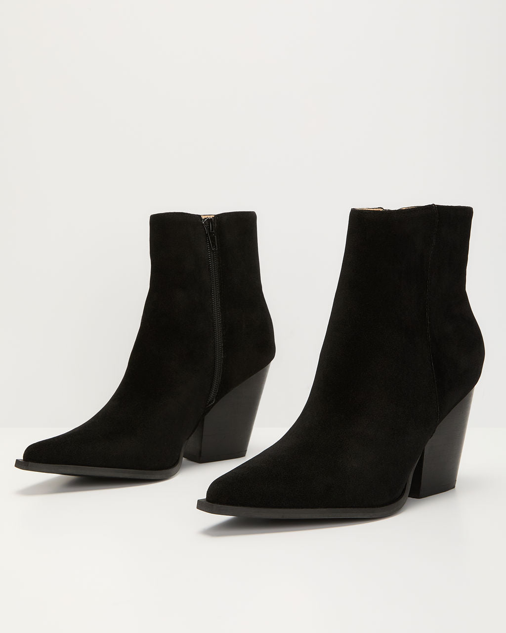 Black % Rowyn Faux Suede Heeled Bootie-2