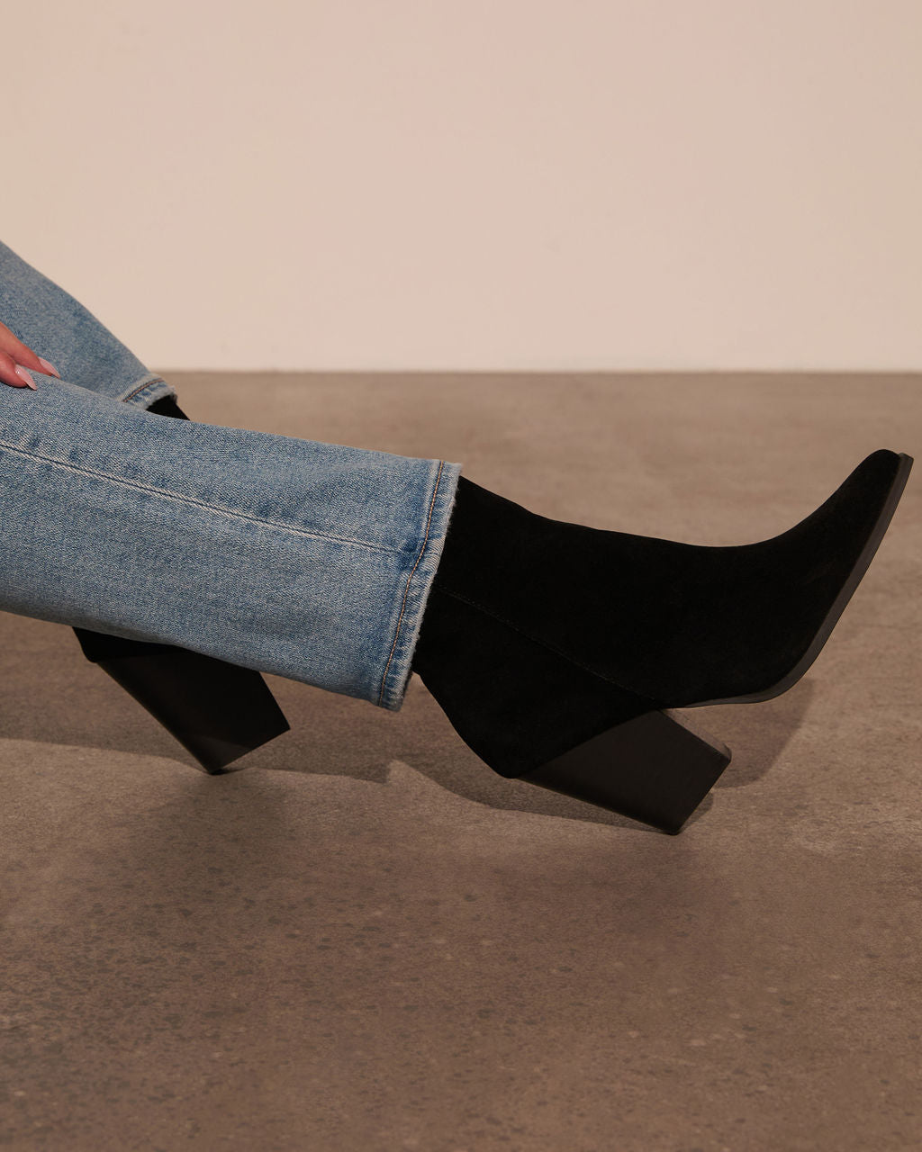 Black % Rowyn Faux Suede Heeled Bootie-4