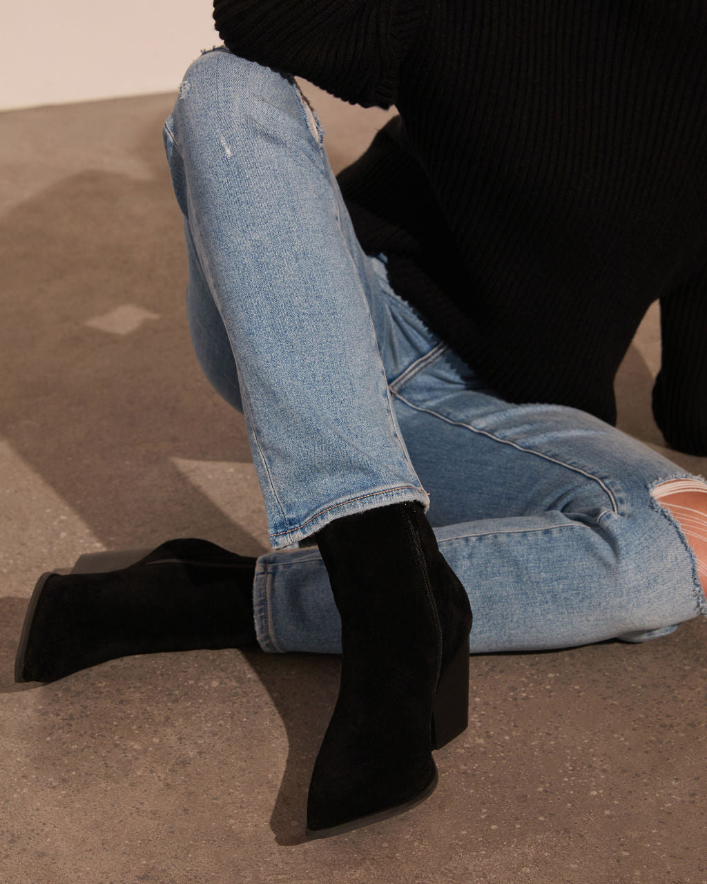 Black % Rowyn Faux Suede Heeled Bootie-6