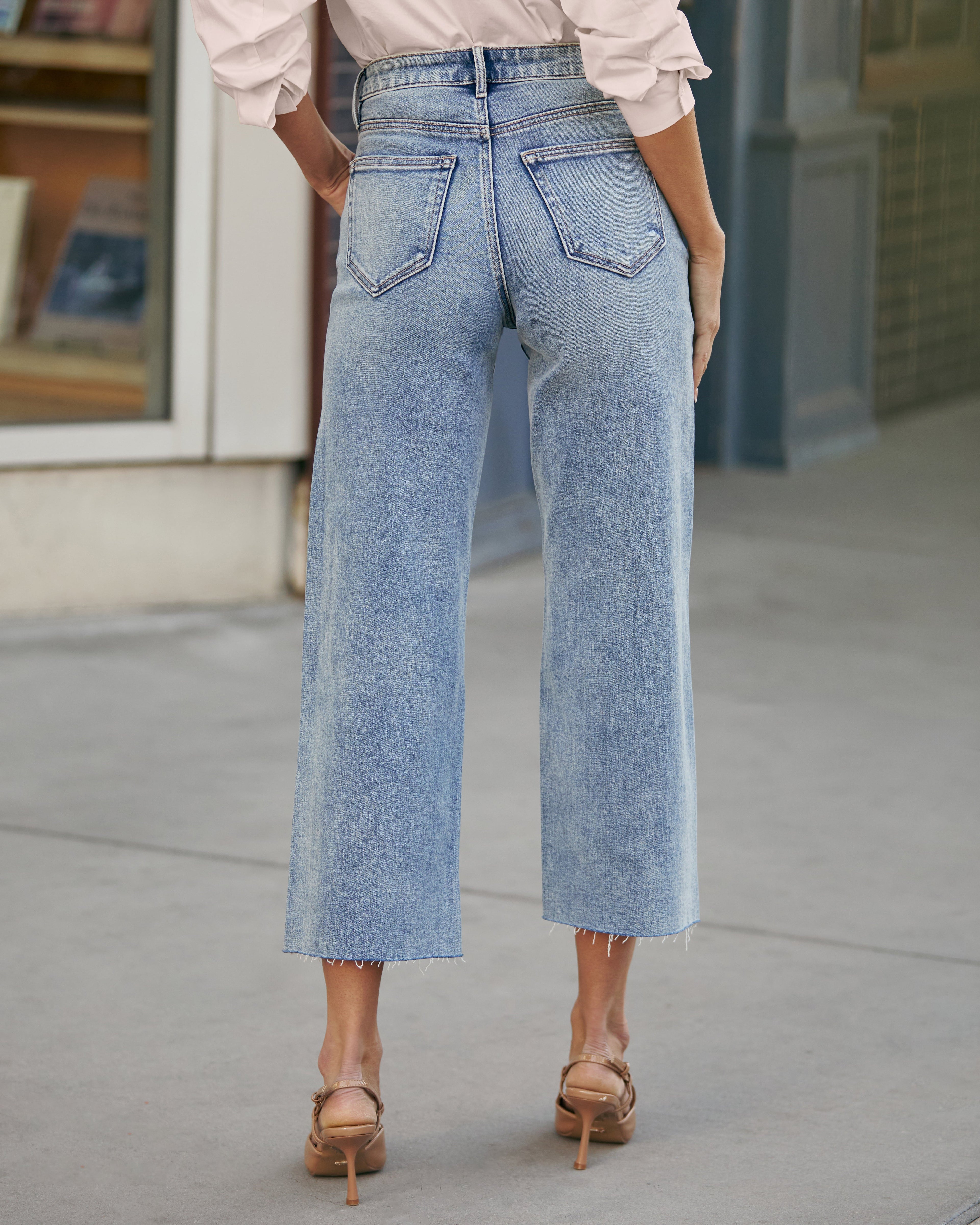 San Gabriel Super Stretch High Rise Cropped Wide Leg Jeans