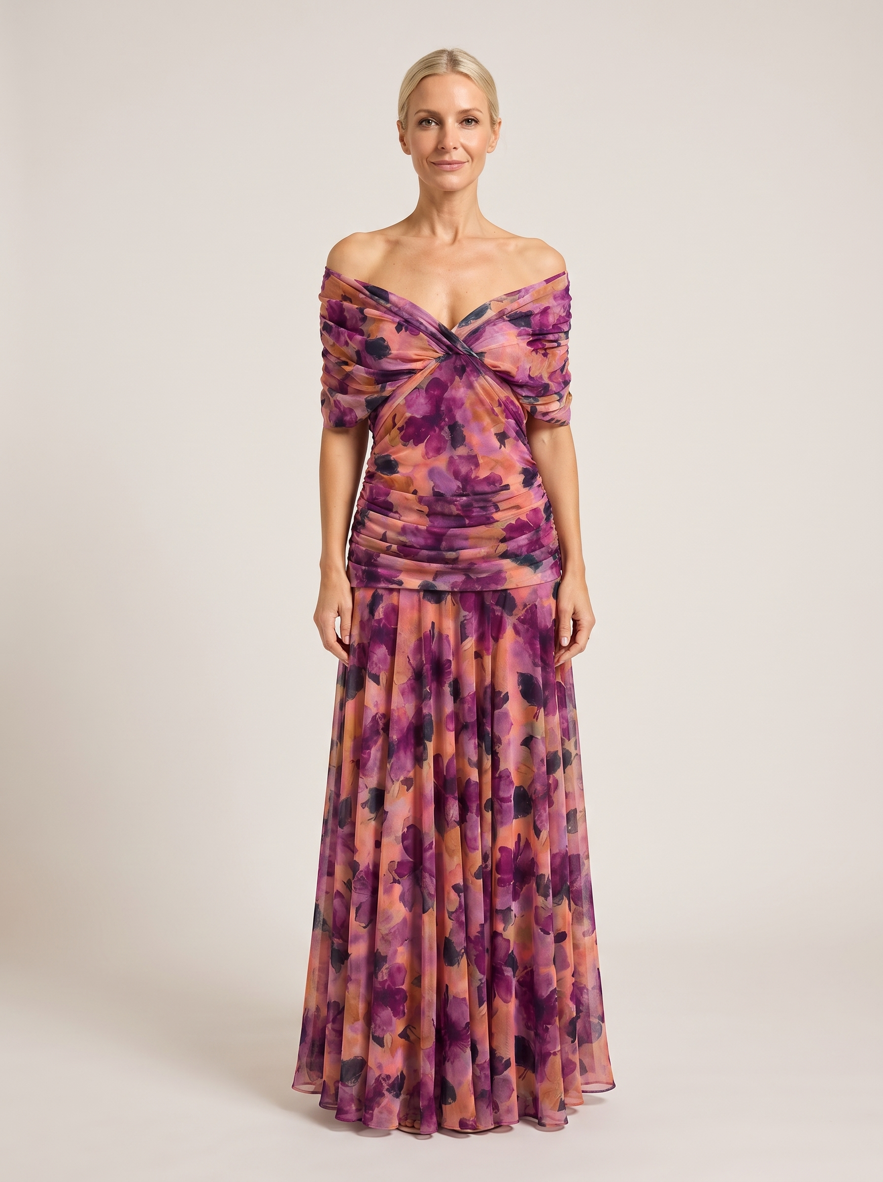 Eloria Convertible V-Neck Chiffon Maxi Dress — product image 1