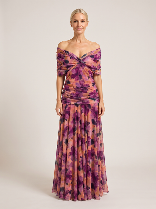 Aurelia Convertible V-Neck Chiffon Maxi Dress — product image 1