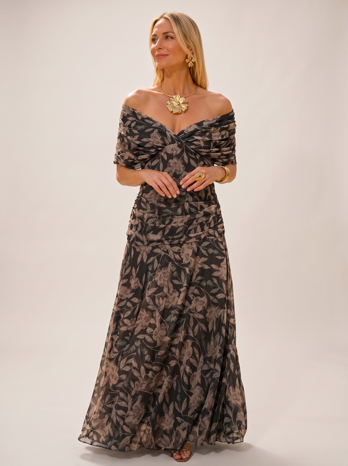 Aurelia Convertible V-Neck Chiffon Maxi Dress — product image 2