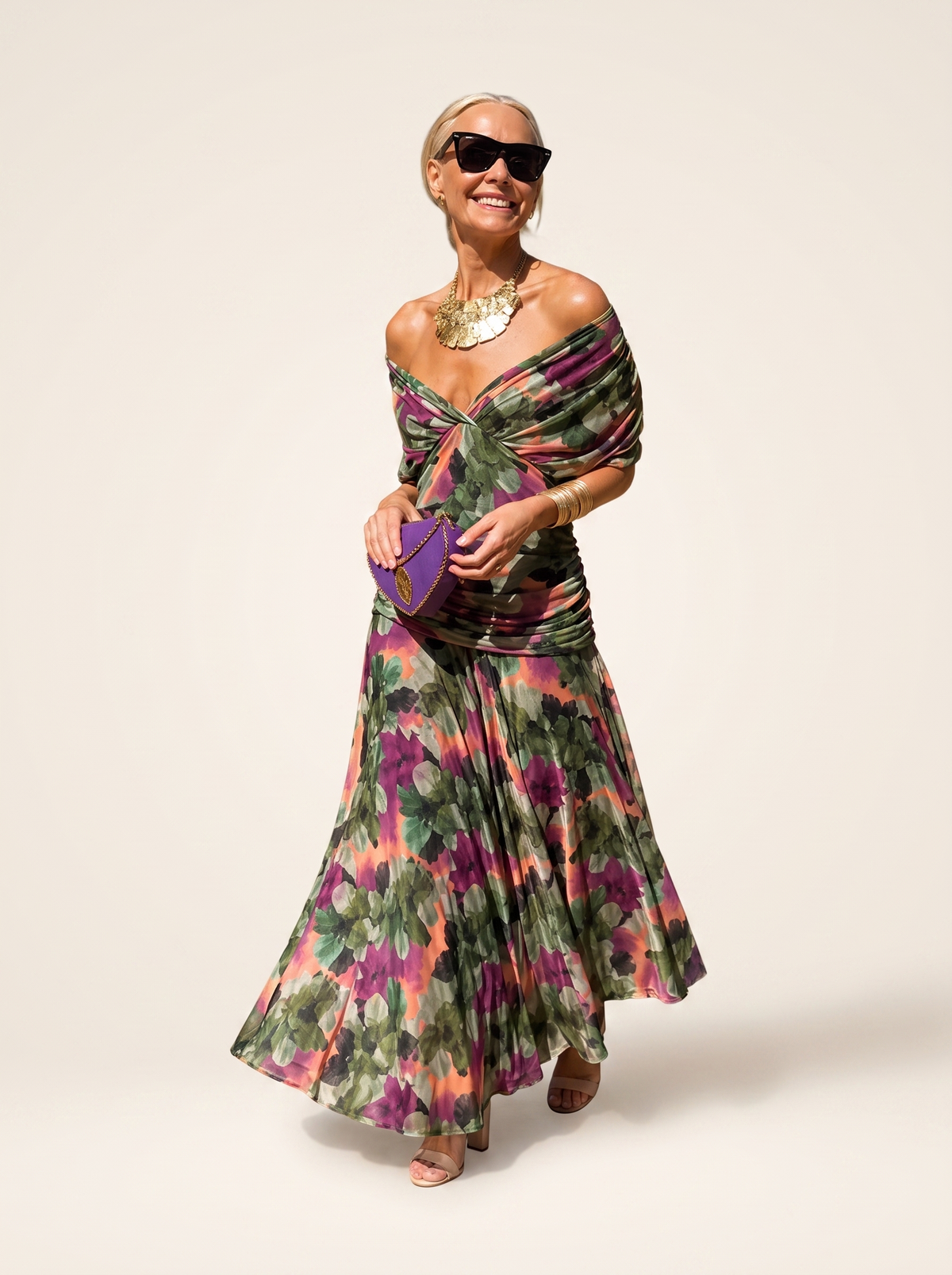 Aurelia Convertible V-Neck Chiffon Maxi Dress — product image 3