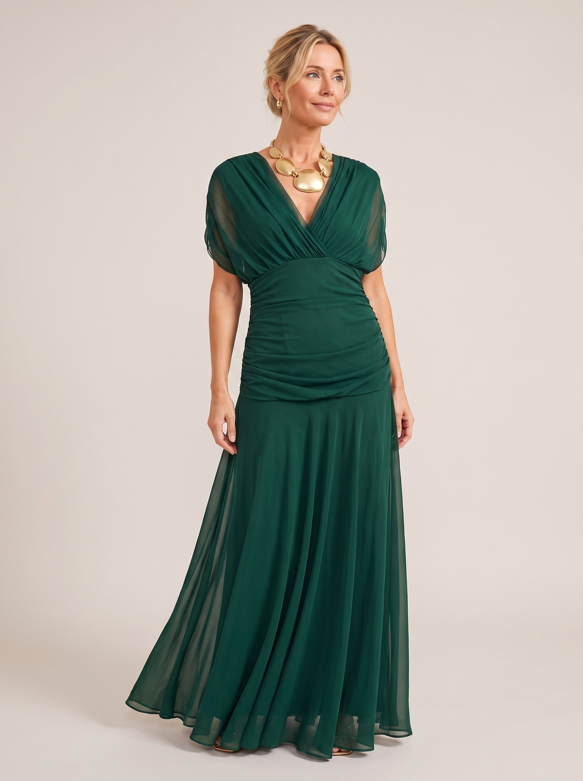 Aurelia Convertible V-Neck Chiffon Maxi Dress — product image 4
