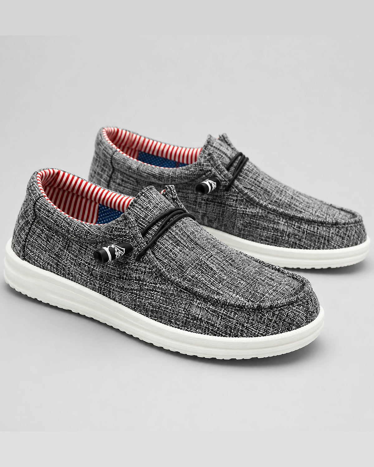 Men's Canvas Slip-On Loafers with Elastic Lacing and Padded Collar – Sterling