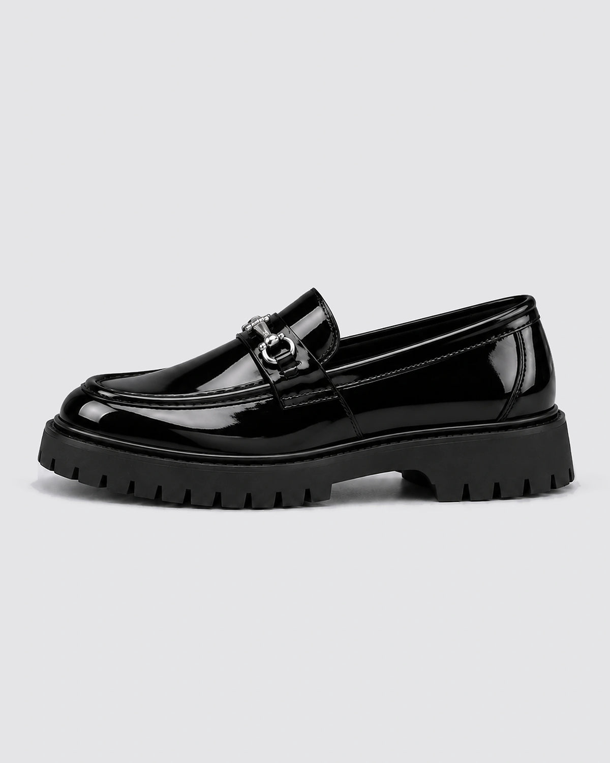 Men's Chunky Sole Patent Leather-Look Horsebit Loafers – Felix