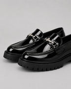 Men's Chunky Sole Patent Leather-Look Horsebit Loafers – Felix