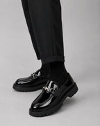 Men's Chunky Sole Patent Leather-Look Horsebit Loafers – Felix