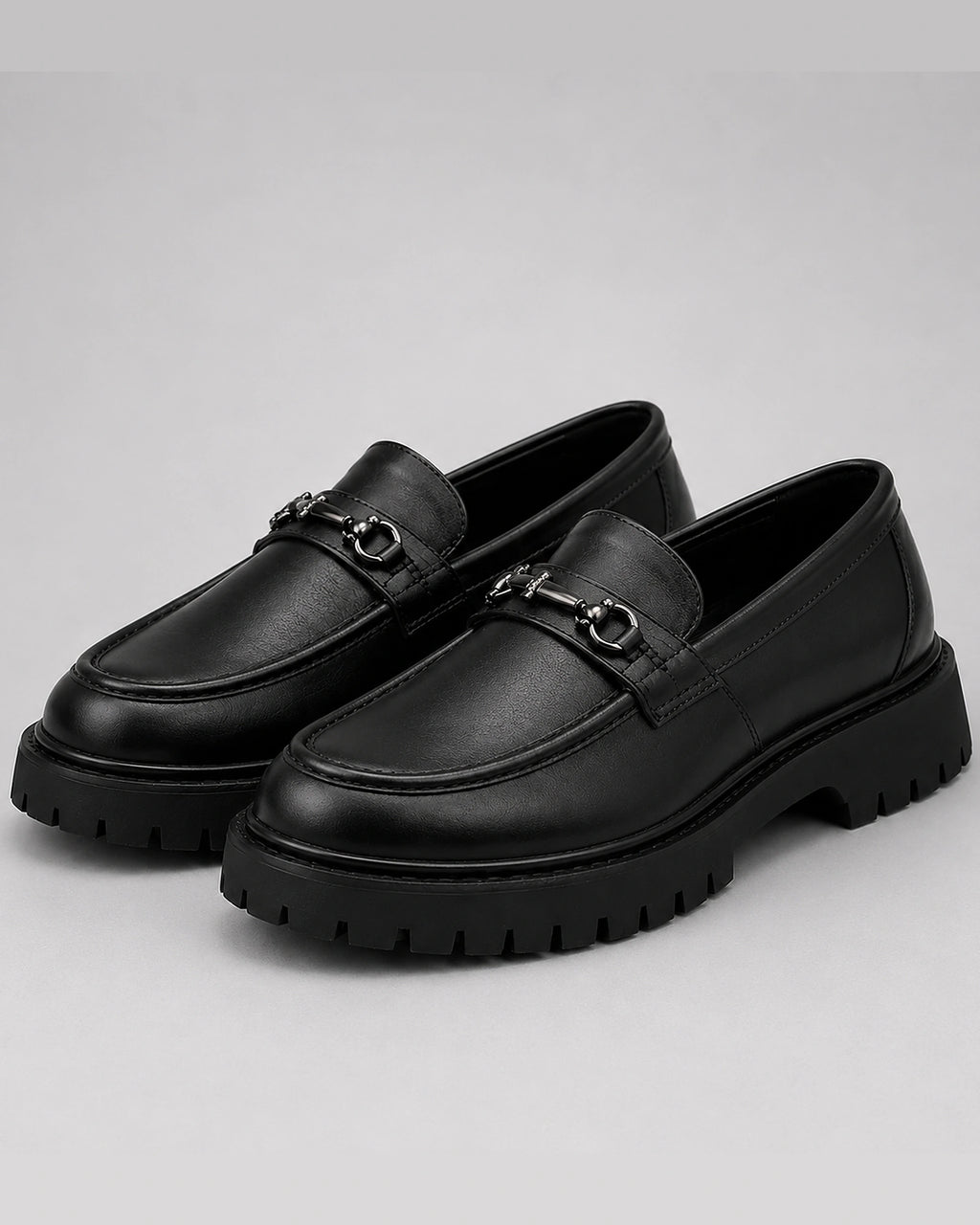 Men's Chunky Sole Patent Leather-Look Horsebit Loafers – Felix