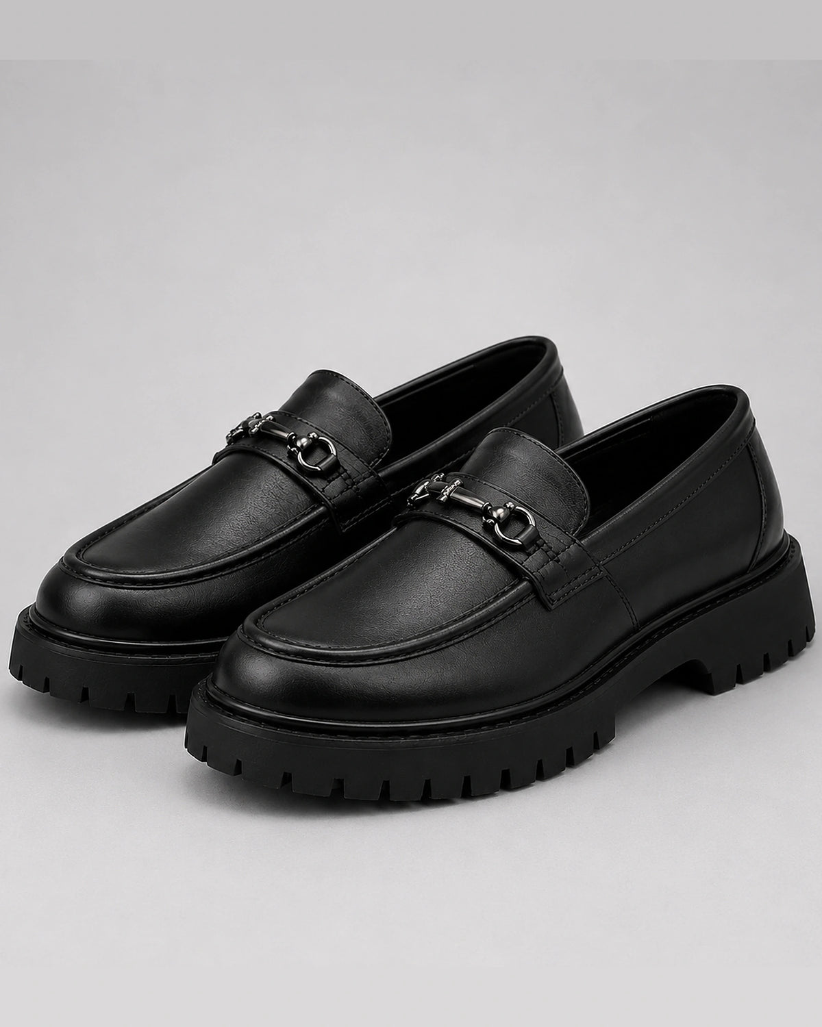 Men's Chunky Sole Patent Leather-Look Horsebit Loafers – Felix