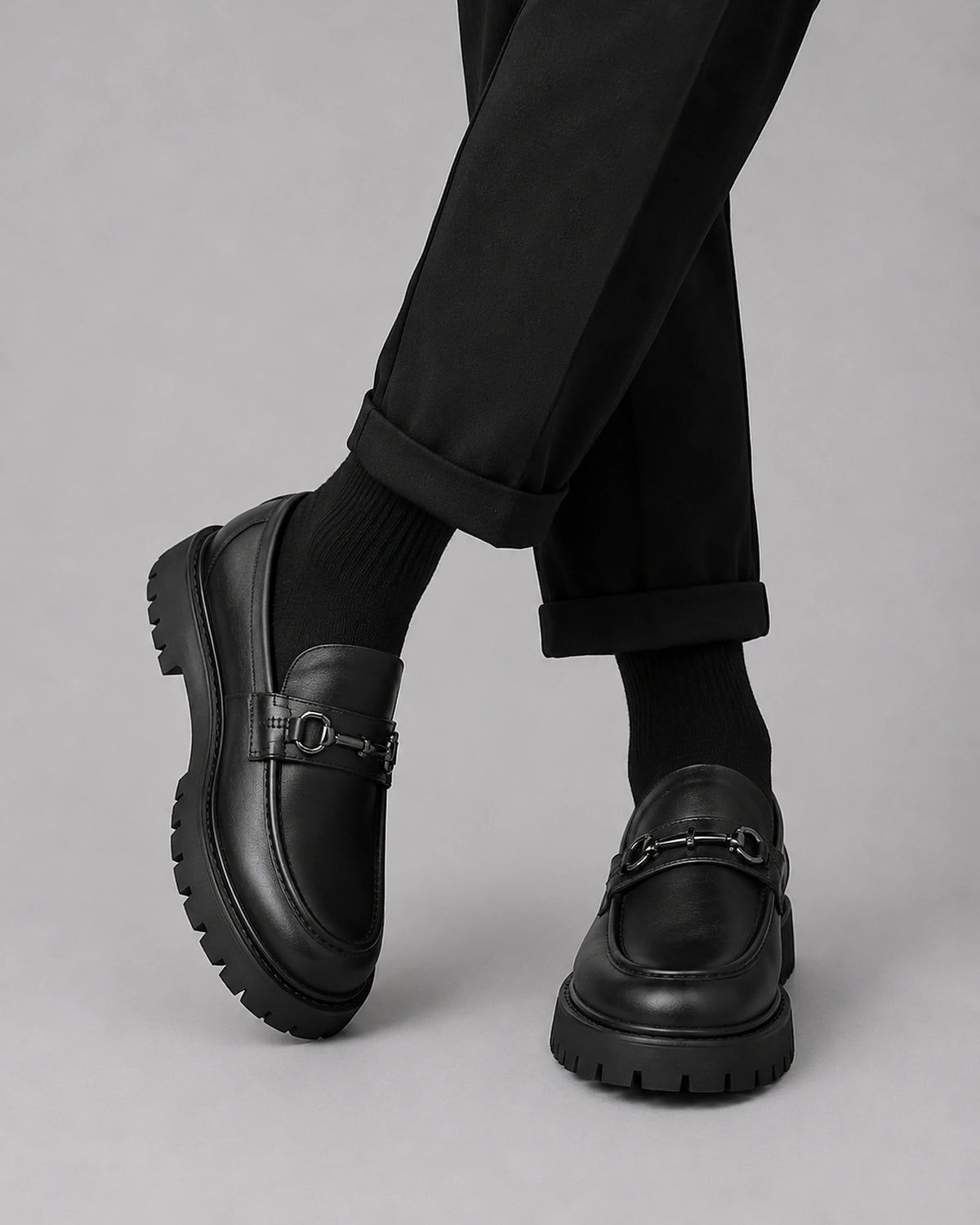 Men's Chunky Sole Patent Leather-Look Horsebit Loafers – Felix