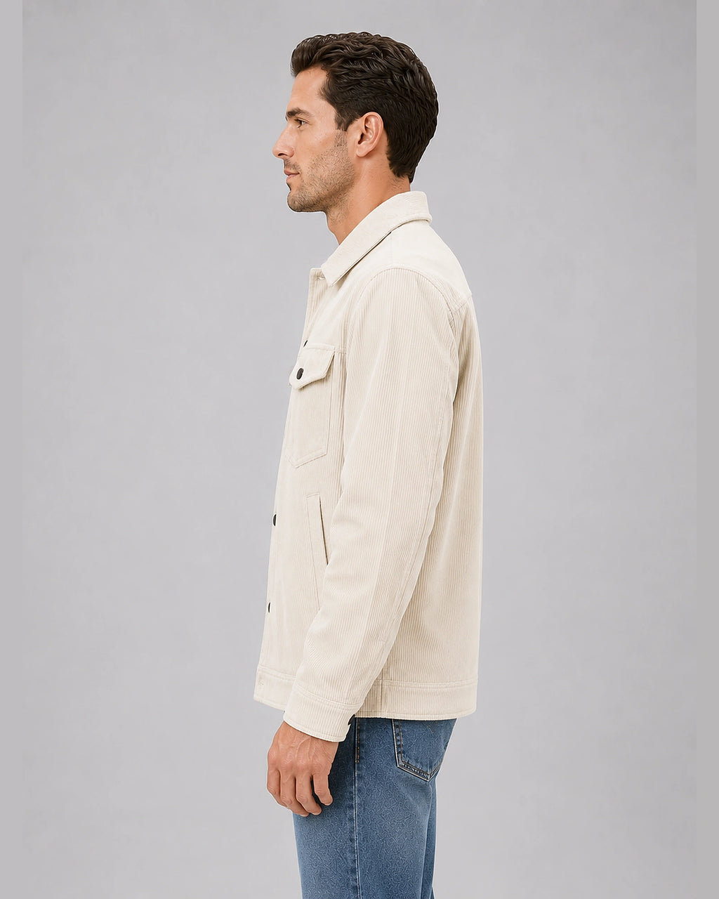Men's Corduroy Overshirt Jacket with Snap Button Front – Flynn
