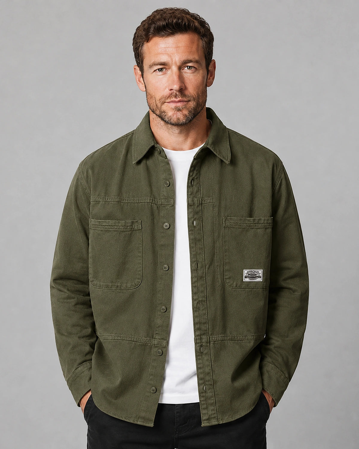 Men's Cotton Utility Overshirt with Chest Flap Pockets – Knox