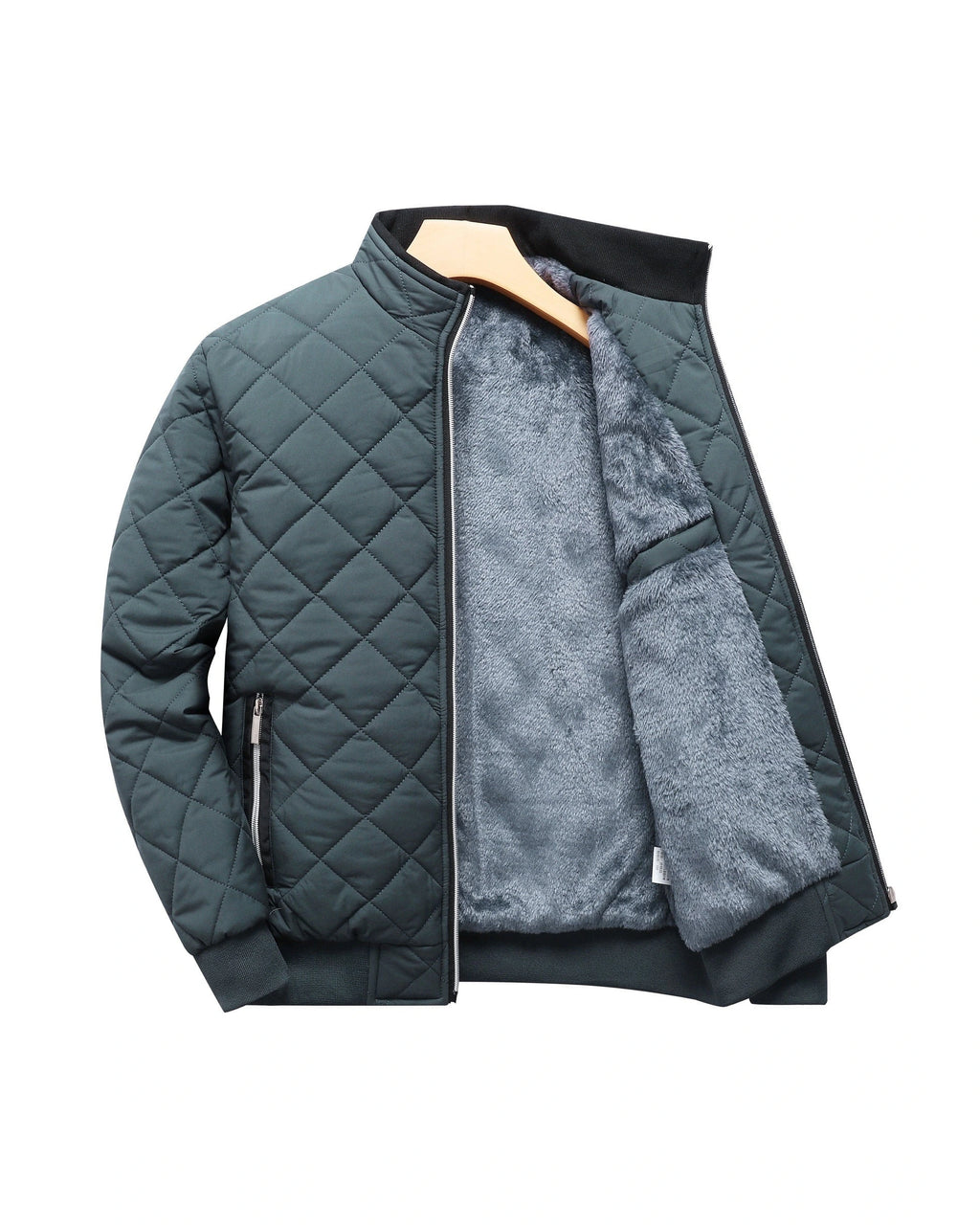 Men's Diamond Quilted Zip-Up Jacket with Stand Collar – Milo