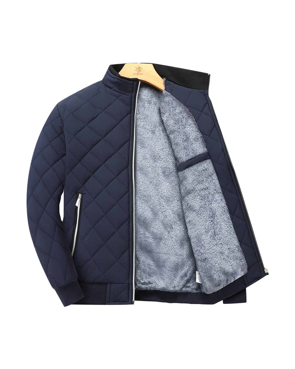 Men's Diamond Quilted Zip-Up Jacket with Stand Collar – Milo