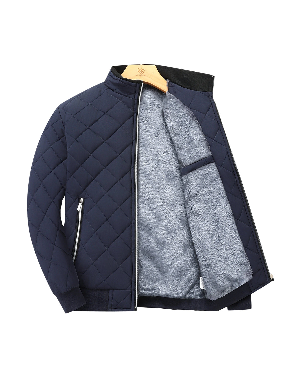 Men's Diamond Quilted Zip-Up Jacket with Stand Collar – Milo