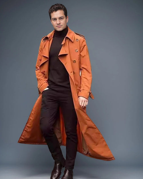 Men's Double-Breasted Belted Trench Coat with Epaulettes – Blair Jane