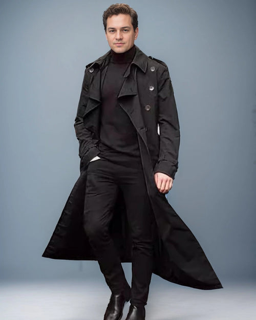 Men's Double-Breasted Belted Trench Coat with Epaulettes – Blair Jane