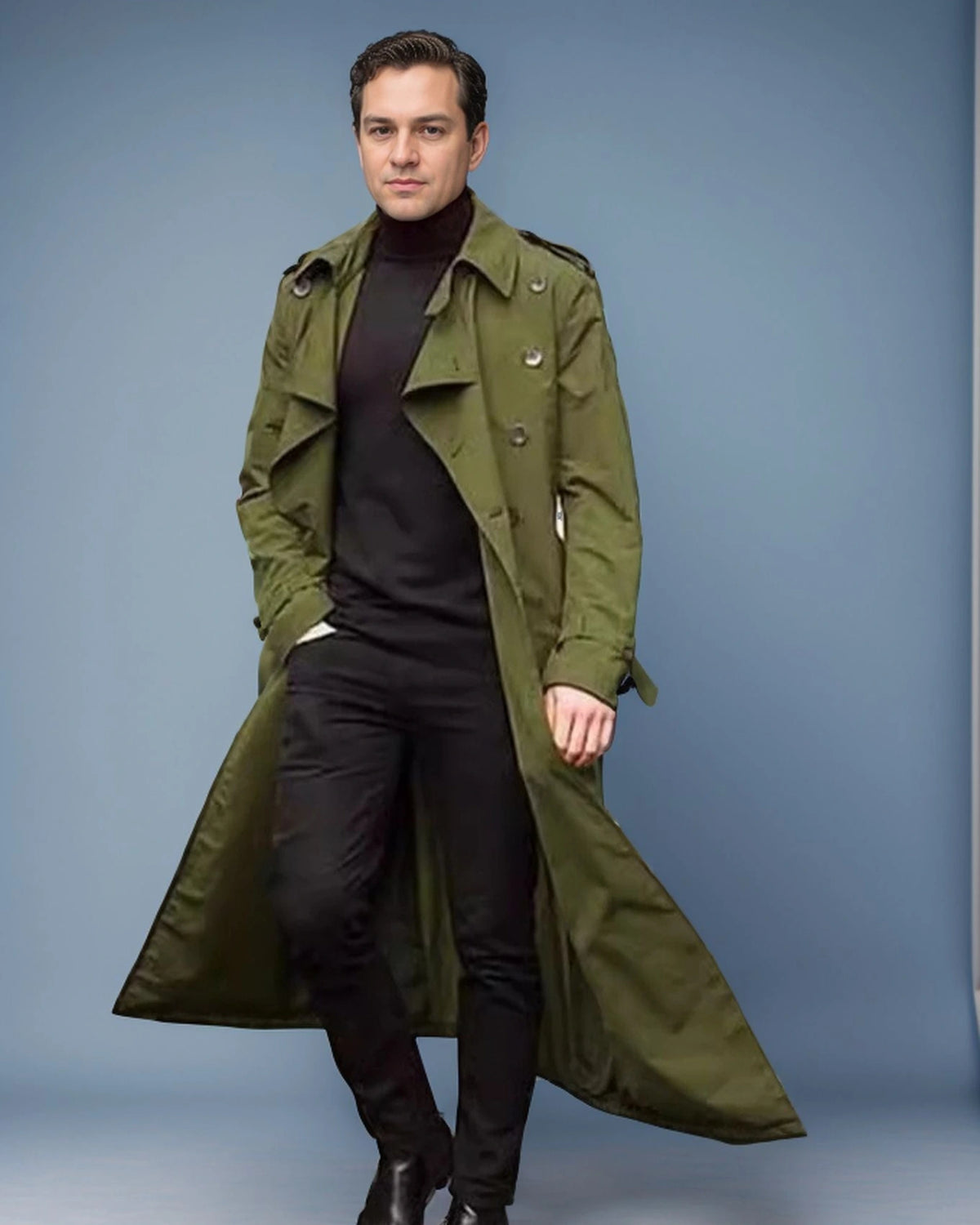 Men's Double-Breasted Belted Trench Coat with Epaulettes – Blair Jane