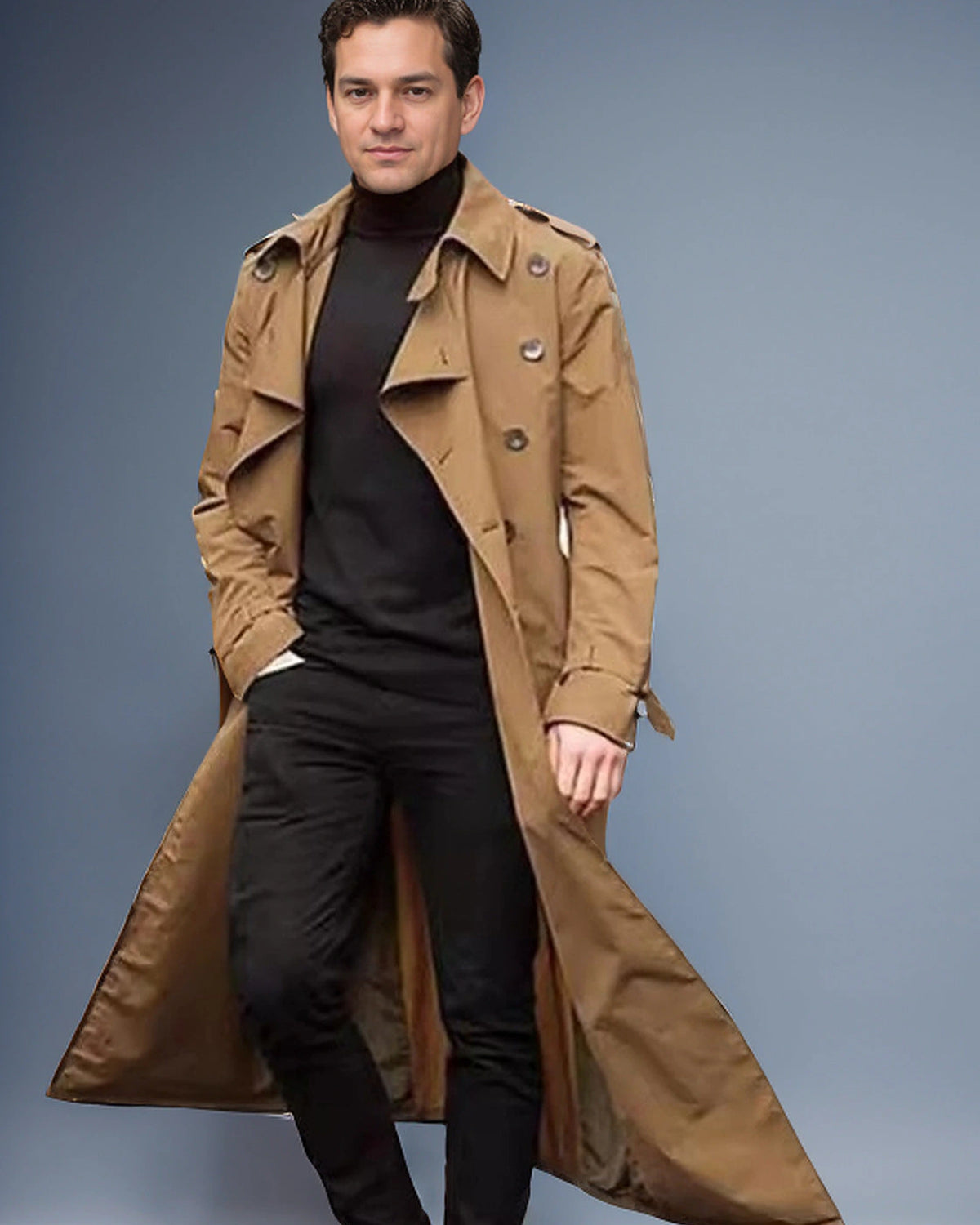 Men's Double-Breasted Belted Trench Coat with Epaulettes – Blair Jane