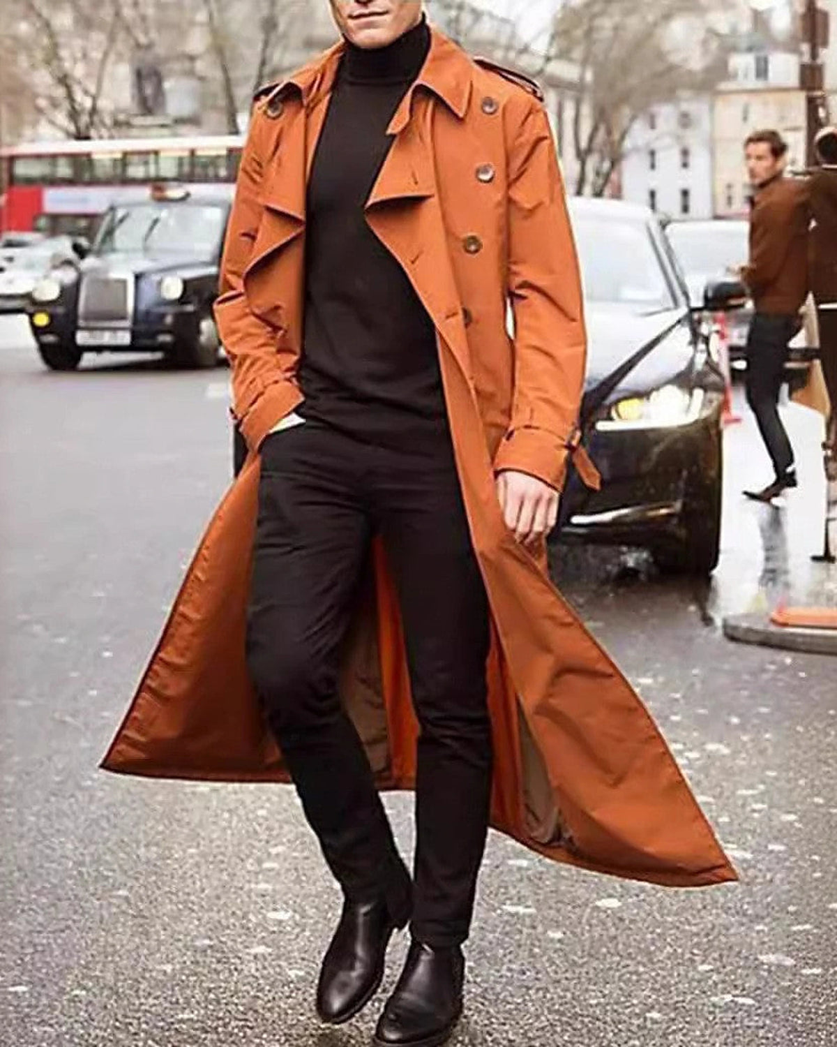 Men's Double-Breasted Belted Trench Coat with Epaulettes – Blair Jane