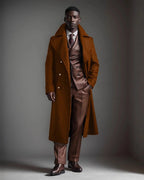 Men's Double-Breasted Longline Overcoat with Wide Notch Collar – Cora Grey