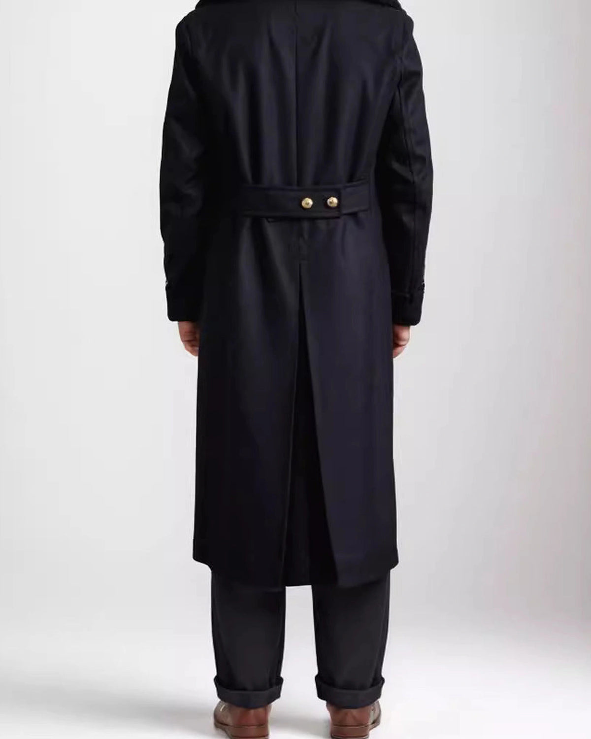 Men's Double-Breasted Longline Overcoat with Wide Notch Collar – Cora Grey