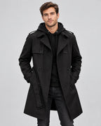 Men's Double Breasted Tailored Trench Coat with Belted Waist and Epaulettes – Ronan