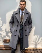 Men's Double-Breasted Wool-Blend Overcoat with Notch Lapel, Tailored Fit – Callum