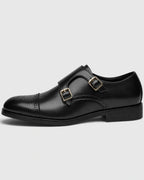 Men's Double Monk Strap Brogue Shoes with Cap Toe Detailing – Leo