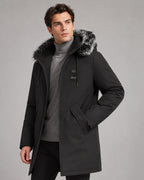 Men's Faux Fur Hooded Parka Jacket with Snap Pockets – Idris