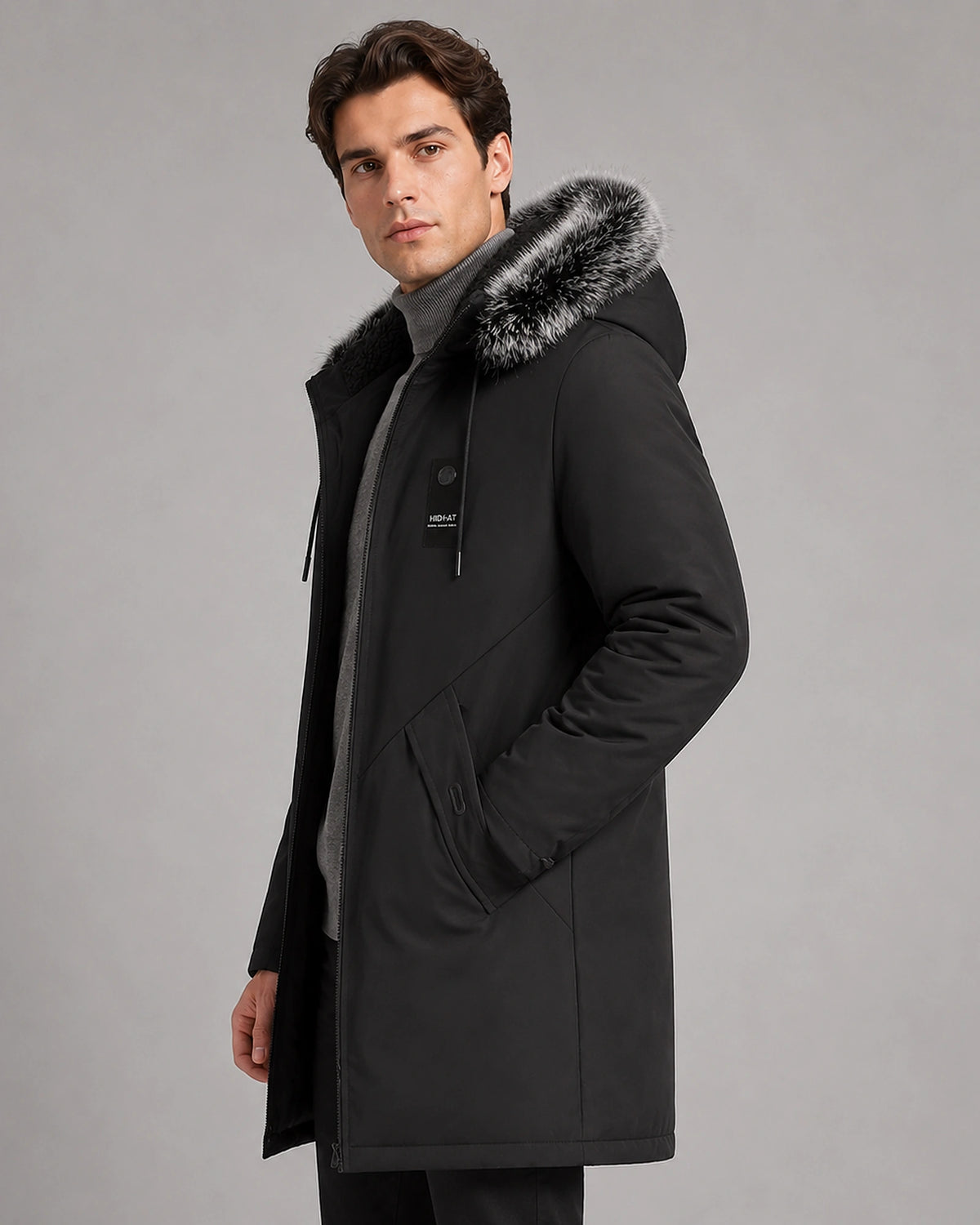 Men's Faux Fur Hooded Parka Jacket with Snap Pockets – Idris