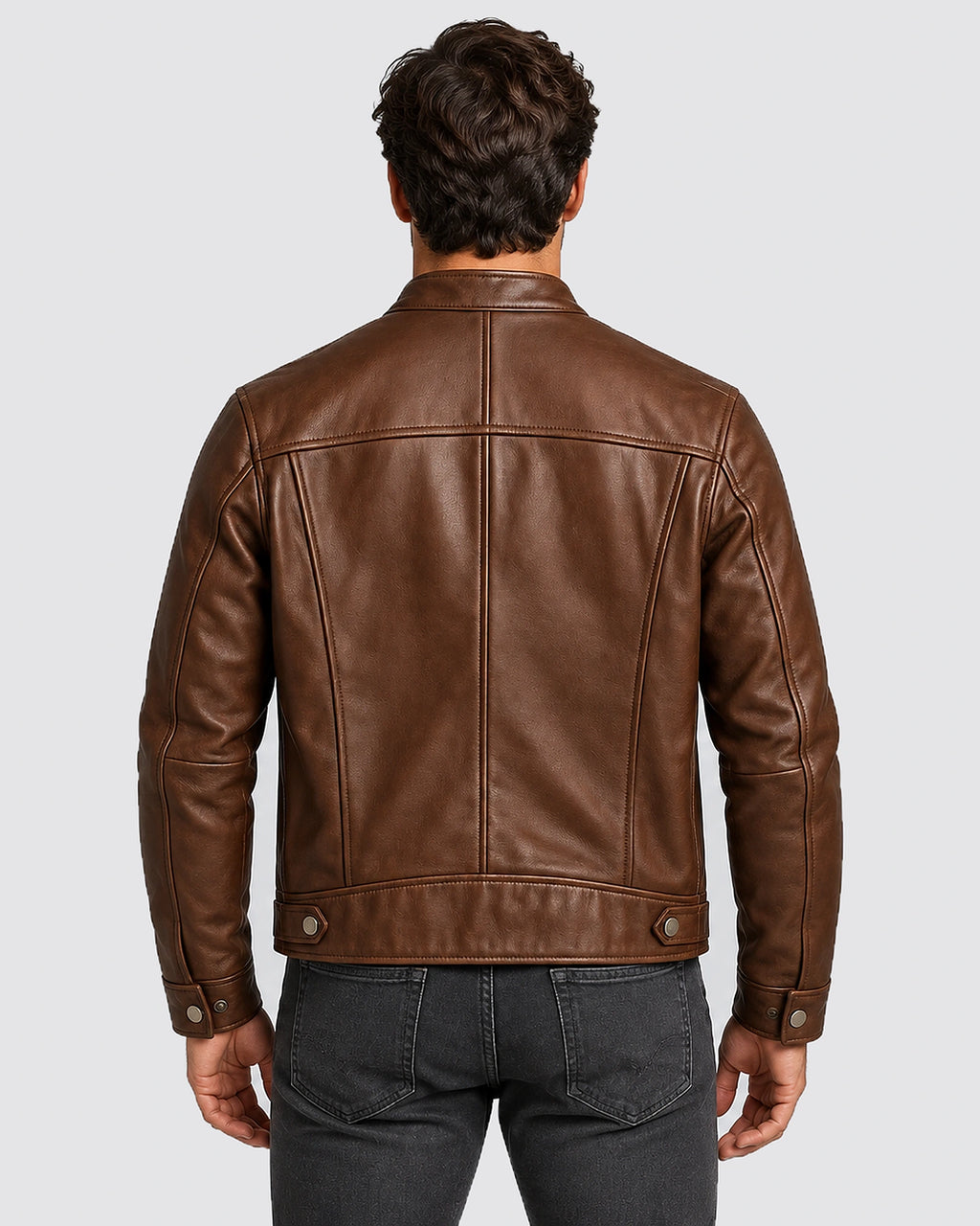 Men's Faux Leather Biker Jacket with Vintage Finish and Four-Pocket Front – Beau