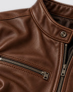 Men's Faux Leather Biker Jacket with Vintage Finish and Four-Pocket Front – Beau