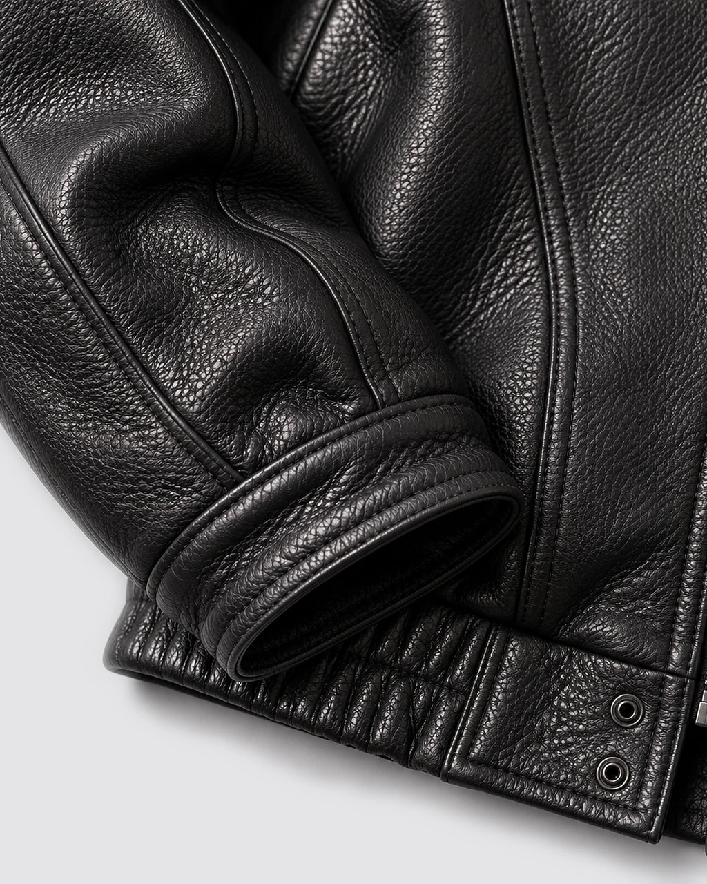 Men's Faux Leather Bomber Jacket with Shirt Collar and Ribbed Hem – Orson
