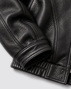 Men's Faux Leather Bomber Jacket with Shirt Collar and Ribbed Hem – Orson
