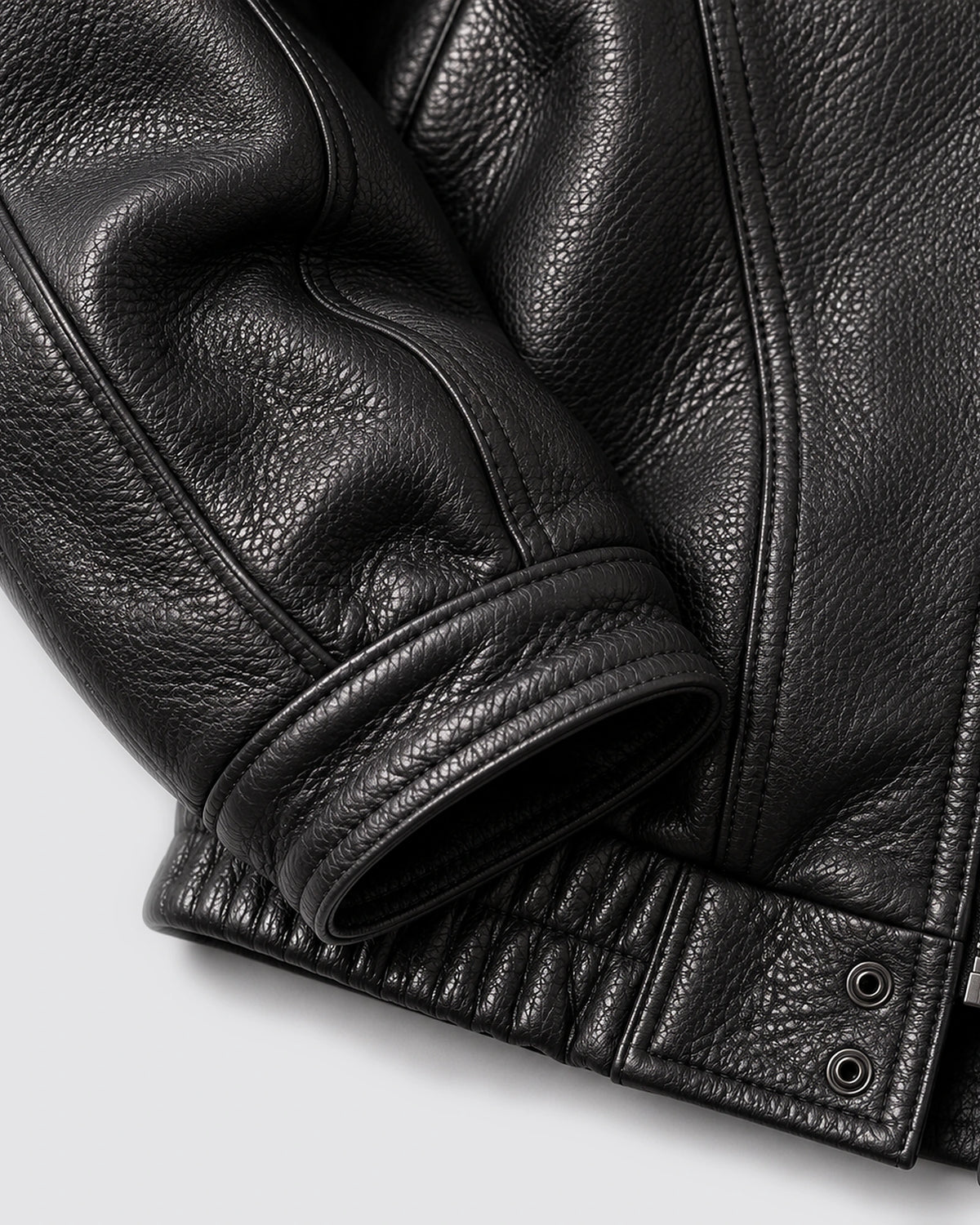 Men's Faux Leather Bomber Jacket with Shirt Collar and Ribbed Hem – Orson